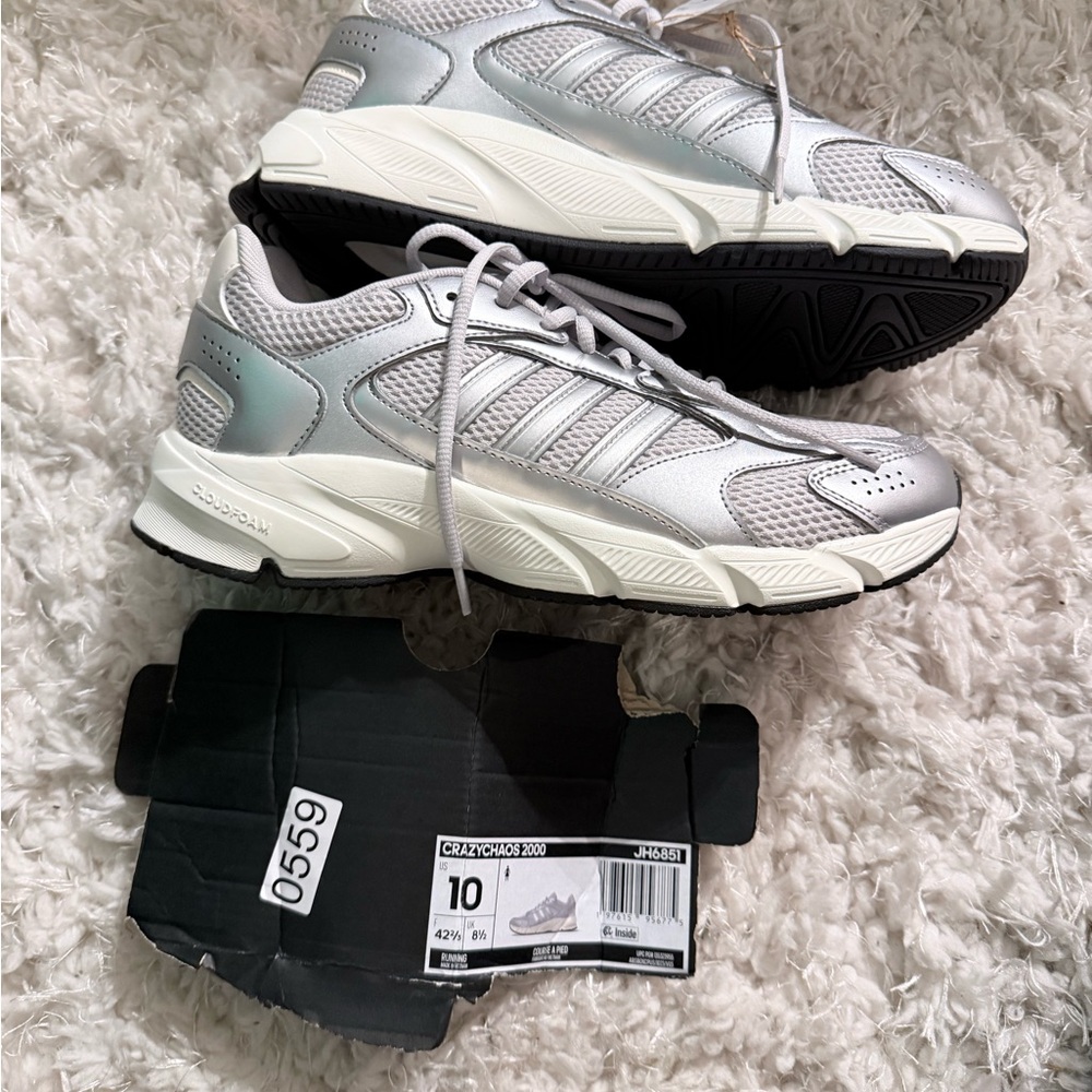 #Adidas Crazy Chaos 2000 Women’s size 10 Silver White #Running Shoes #CloudFoam